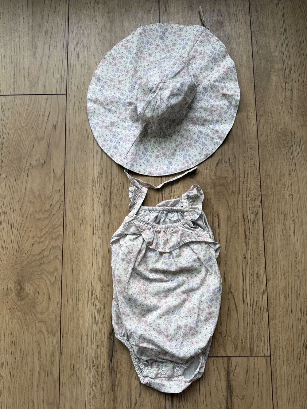Jamie Kay Baby Floral Sun Hat and Romper Set White Floral Girl 6-12M